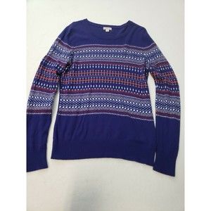 Women's Merona Print Pullover Sweater in Blue red Lg
